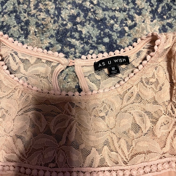 Blush Pink Lace & Chiffon Dress – As U Wish (Size M) - Picture 2 of 2